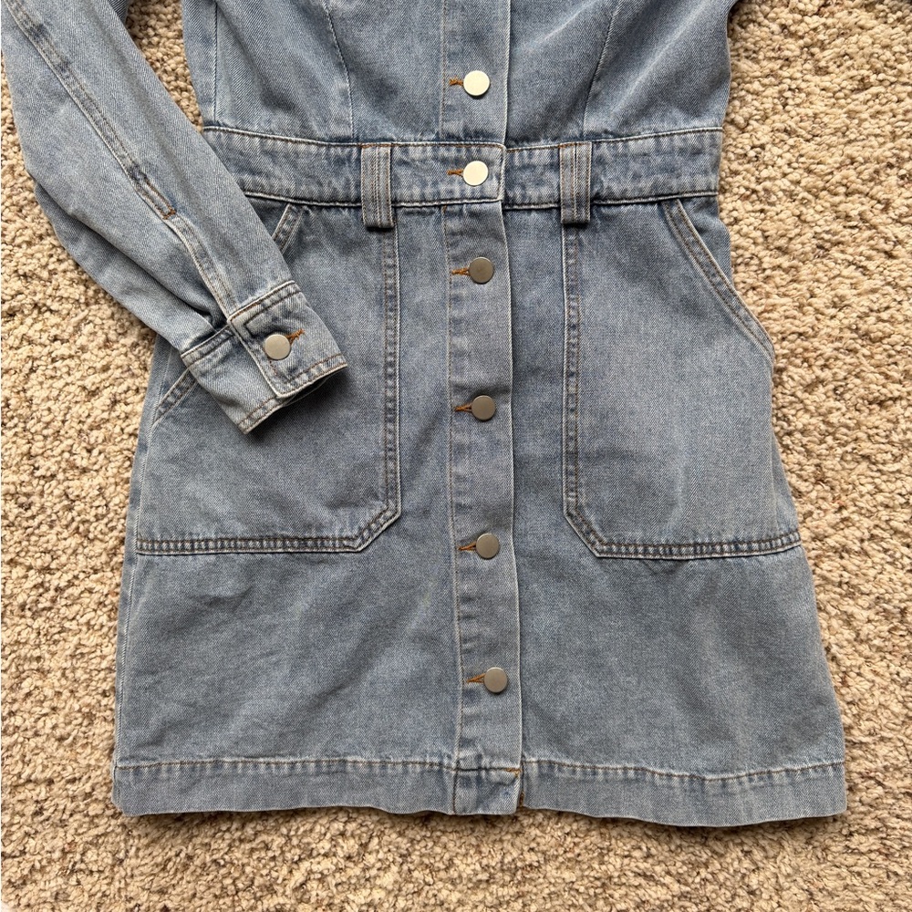 Lulu’s Long Sleeve Denim Mini Dress - Picture 3 of 6